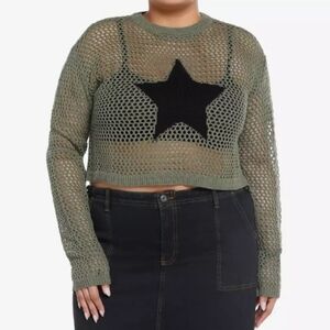 ʕ·ᴥ·ʔ Social Collision Star Knit Girls Crop Sweater Size. Large
